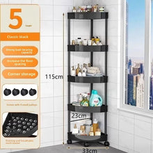 Corner Shelf 5 Tier Storage Rack with Wheels Rolling