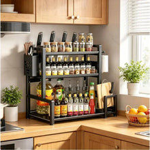 Kitchen Spice Rack Organizer 3 Tier Black