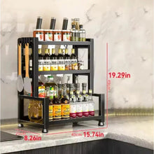 Kitchen Spice Rack Organizer 3 Tier Black