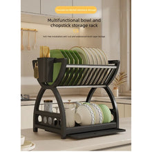 Double-layer draining bowl rack for kitchen