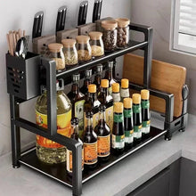 Kitchen Spice Rack Organizer 3 Tier Black