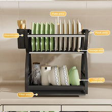 Double-layer draining bowl rack for kitchen